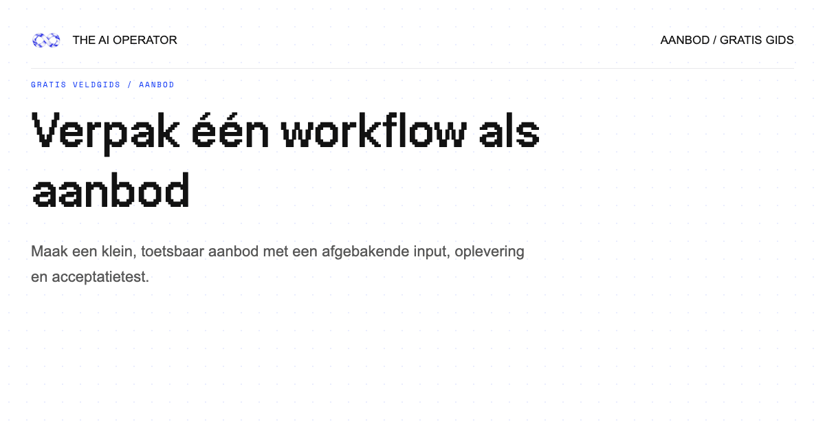 Verpak één workflow als aanbod