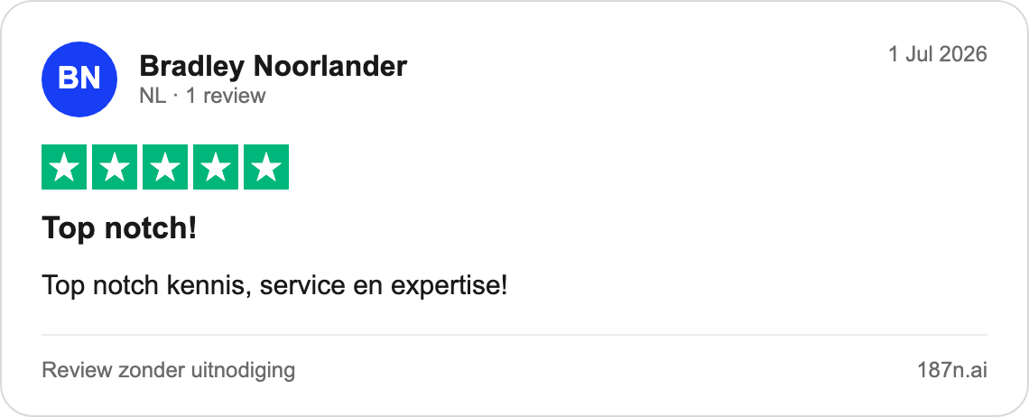 Authentic five-star 187N Trustpilot review