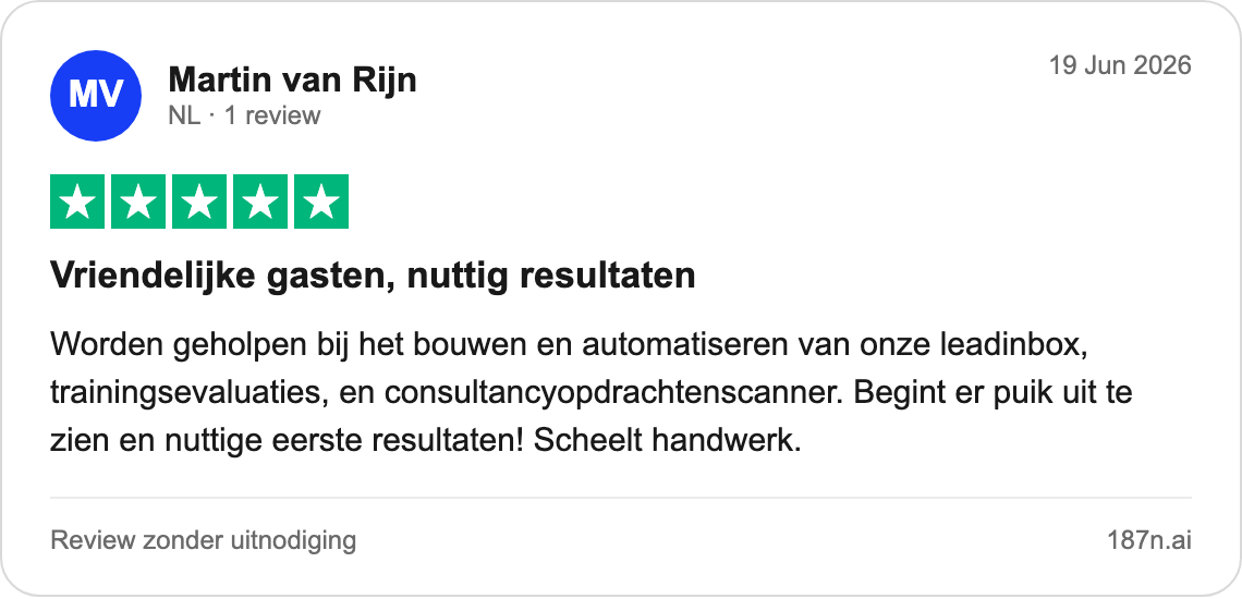 Authentic five-star 187N Trustpilot review