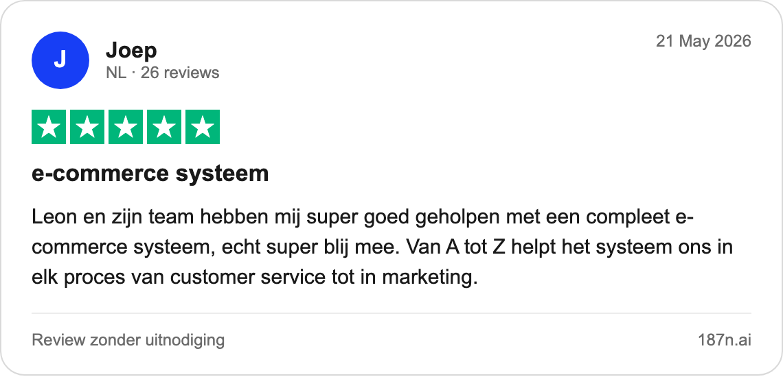 Authentic five-star 187N Trustpilot review