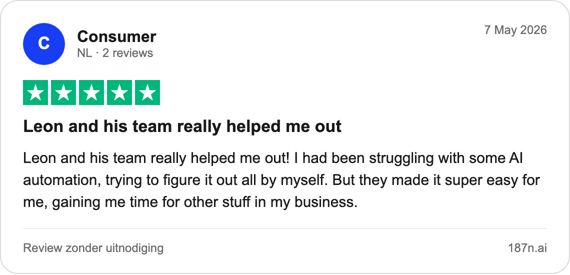 Authentic five-star 187N Trustpilot review